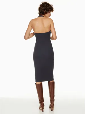 NWT Wilfred Aritizia Temperature Halter Midi Dress in Black Size Small thumbnail 2