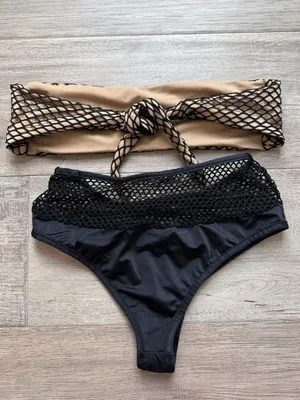 Chynna Dolls Fishnet Two Piece Bikini Set Black thumbnail 3