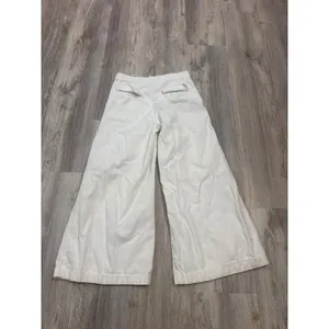 Zara Womens White Cotton Linen Blend Wide Leg High Rise Pants Size M 28 thumbnail 3