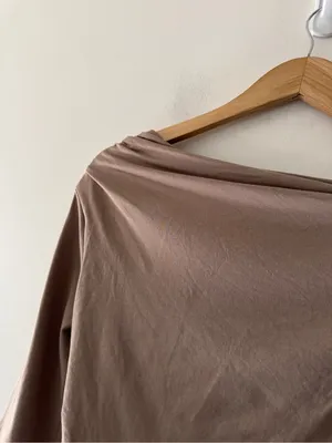 Abercrombie & Fitch Brown Asymmetrical Ruched Long Sleeve‎ Top A&F Modal Blend thumbnail 2