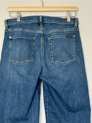 7 For All Mankind Cropped Alexa Blue Raw Hem Denim Jeans Size 28 thumbnail 7