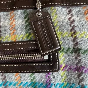 Coach Vintage Penelope Tattersall Plaid Wool Tweed Leather Handbag thumbnail 6
