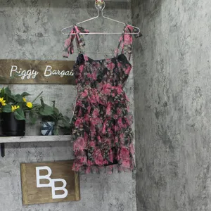 B. Darlin Juniors Tiered Mesh Mini Dress Sleeveless P25AE07 Black / Pink 7/8 thumbnail 2