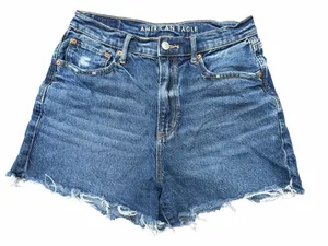 American Eagle Outfitters Distressed Dark Blue Denim Cutoff Shorts - Size 10 thumbnail 1