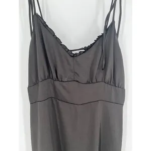 NINE WEST Ruffle Hem Dress Womens XXL Black Spaghetti Strap V-neck LBD Goth Chic thumbnail 2
