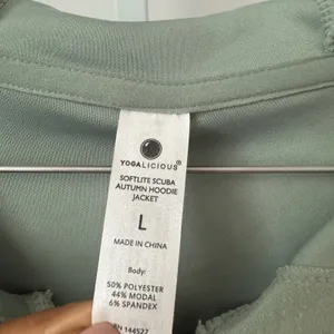 YOGALICIOUS Softlite Scuba Autumn Hoodie Jacket Green Women's Size‎ L thumbnail 4