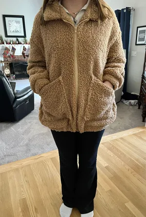 SheIn Oversized Fuzzy Bomber Jacket thumbnail 3