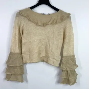 Zara alpaca wool blend ruffle sleeve lightweight knit sweater size medium thumbnail 3