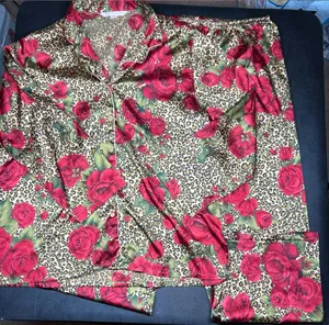 Victoria’s Secret Women’s Size L Y2K Leopard & Rose Print Pajama Set thumbnail 1