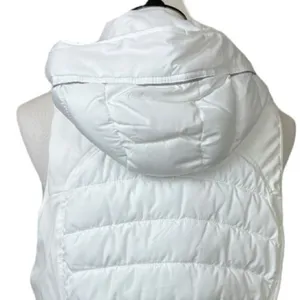 Tangerine Vest White Quilted Puffer Full Zip Hooded Zip Front Women’s Size Large thumbnail 7