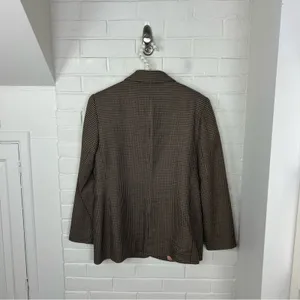 Vintage Chelsea Campbell Petites Brown Houndstooth Wool Blazer Jacket Size 8P thumbnail 8