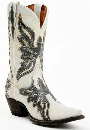 Dan Post Ndulgence Cowboy Boots Snip Toe Leather White Black Size 8 NWT Western thumbnail 1