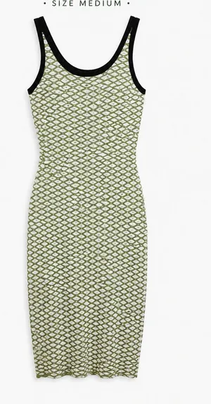 Cider Dress Knit Geometric Midi Sleeveless Green and White Tank Size Medium thumbnail 1