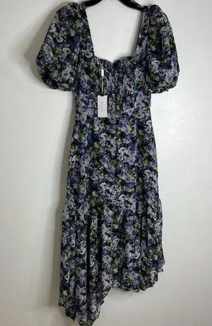 ASTR The Label Size Small Blue Asymmetrical High Low Midi Short Sleeve Dress NWT thumbnail 4