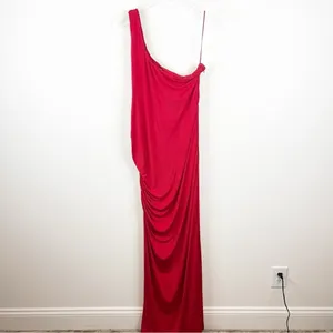 Remi x Revolve Gigi One Shoulder Slit Maxi Dress Women's Size 2X Red Glam thumbnail 3