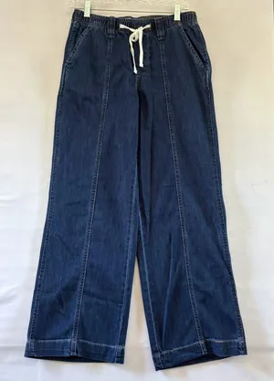 OAT New York Cloud Luxe Denim Wide Leg Drawstring Pants Dark Wash 4/27 thumbnail 1
