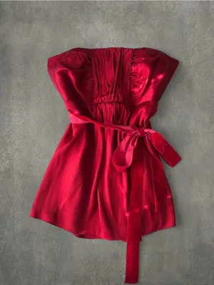 Banana Republic Strapless Red Satin Cocktail Top thumbnail 2