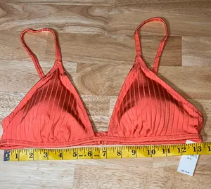 Aerie Medium Women's Ribbed Crossover Triangle Bikini Top BNWTS thumbnail 3