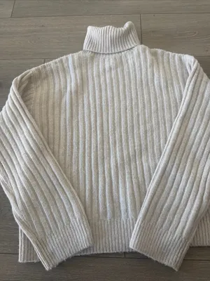 H&M Ribbed Turtleneck Sweater - Light Cream thumbnail 3