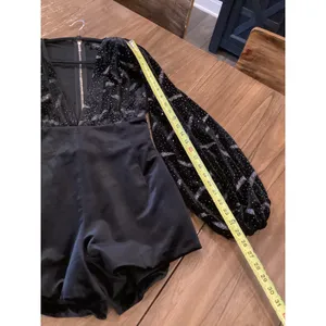 Bronx And Bronco black Maria Velvet V neck Romper Size Small thumbnail 5
