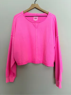 Aerie Hot Pink Beach Party Cropped Sweatshirt XXL thumbnail 2
