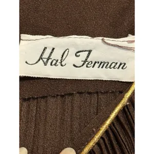 Vintage Hal Ferman Brown Pleated A-Line Dress disco 1970’s - no sz - see pics thumbnail 3