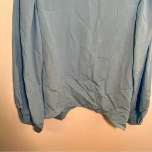 Coco Love Women's Size Large‎ Long Sleeve Blouse Light Blue Wrap Back Round Neck thumbnail 4