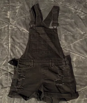 Blue Spice Black Distressed Denim Romper thumbnail 1