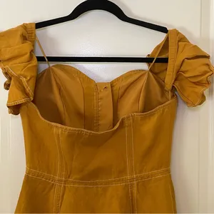 C/Meo Collective Festival Off The Shoulder Linen Dress - Mini - Yellow - Women M thumbnail 4