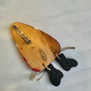 Handmade Wooden Santa Claus Brooch Pin thumbnail 4