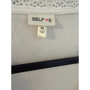 Selfie White Crochet Lace‎ Trim Smocked Waist Blouse XL Long Sleeve Boho Top thumbnail 10