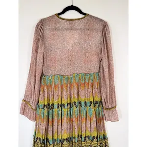 NWT Bhanuni by Jyoti Dress Pink Giorgia Maxi Floral V Neck Puffed Boho Size 2 thumbnail 11