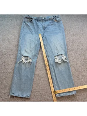 Abercrombie & Fitch The 90s Straight Ultra High Rise Distressed Jeans 35/20R thumbnail 4