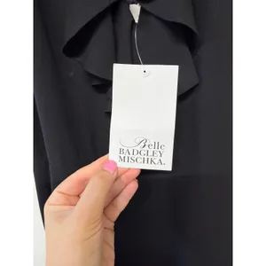 Belle Badgley Mischka Black Halter Maxi Dress Ruffle Backless Size 6 NWT thumbnail 5