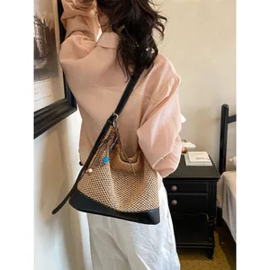 Chic Carryalls Leather Trim Woven Shoulder Bag thumbnail 6