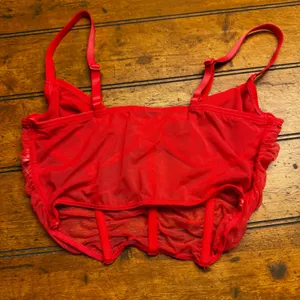 No Boundaries Red Mesh Ruched Corset Crop‎ Top Women Medium Adjustable Straps thumbnail 3