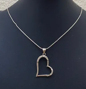 Vintage Signed 925 Italy Sterling Silver Open Heart CZ Pendant Necklace 6.4g thumbnail 10