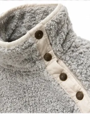 Southern Tide Sherpa Fleece Snap Pullover Jacket Blue Gray Size Large thumbnail 3