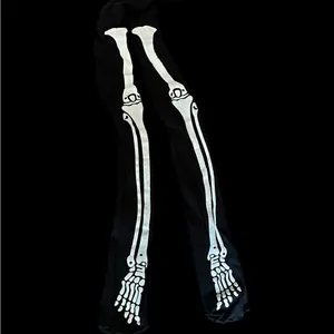 Black Skeleton Print Tights Halloween thumbnail 4