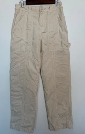 Aritzia Sun-deh Carpenter Utility Pants Cream Ivory Organic Cotton Size 6 thumbnail 1