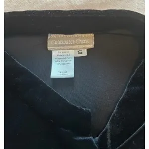Coldwater Creek Black Stretch Velvet Button Down Mock Neck Top Small thumbnail 6