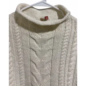 Anthropologie Pilcro Crop‎ Rolled Neck Cable Knit Sweater Ivory Women's Size Sm thumbnail 2