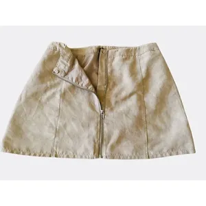 H& M Divided Suede Zipper Front Tan Womens Mini Skirt SZ 12 thumbnail 4
