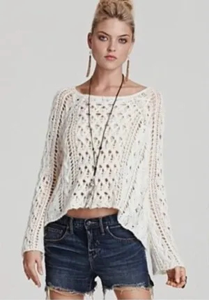 Free People‎ Pegasus Cream Sweater Size Medium thumbnail 1