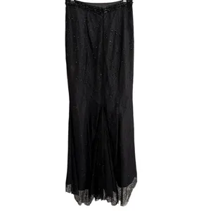 Rachel Allan Womens Lace Beaded Maxi Skirt Size 4 Black Whimisigoth Witchy Prom thumbnail 4