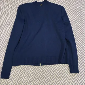 St.John Sport Sz S Blue White Santana Knit Zip-Up Jacket Blazer Sweater See Pics thumbnail 13