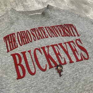 Fruit of the Loom Vintage 90s Ohio State Buckeyes University Red and Grey Crewneck Sweatshirt thumbnail 3