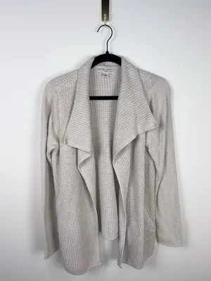 Barefoot Dreams CozyChic Lite Coastal Cardi Sweater Bisque Tan Women’s Large thumbnail 2
