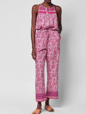 Faherty Adella Floral Jumpsuit Pink Organic Cotton Size Medium NWOT thumbnail 14