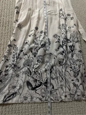 JANE + DELANCEY Floral Tie Waist Midi Dress Linen blend Sz XS thumbnail 9
